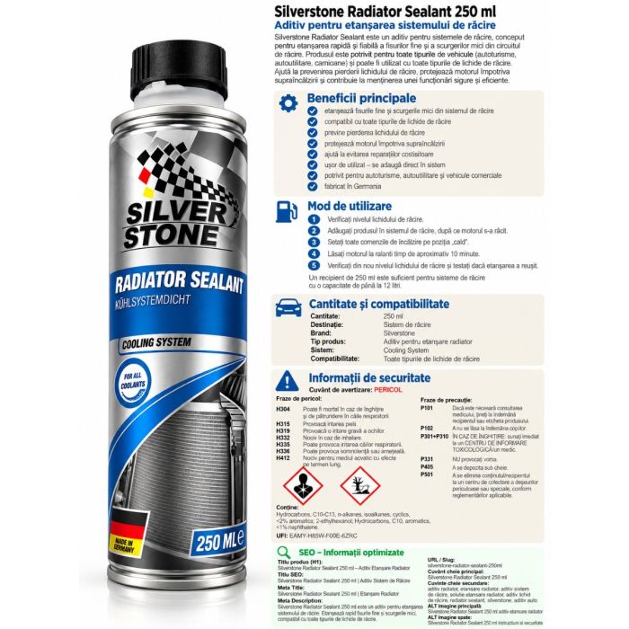 Aditiv etansare sistem de racire Silverstone Radiator Sealant - 250 ml